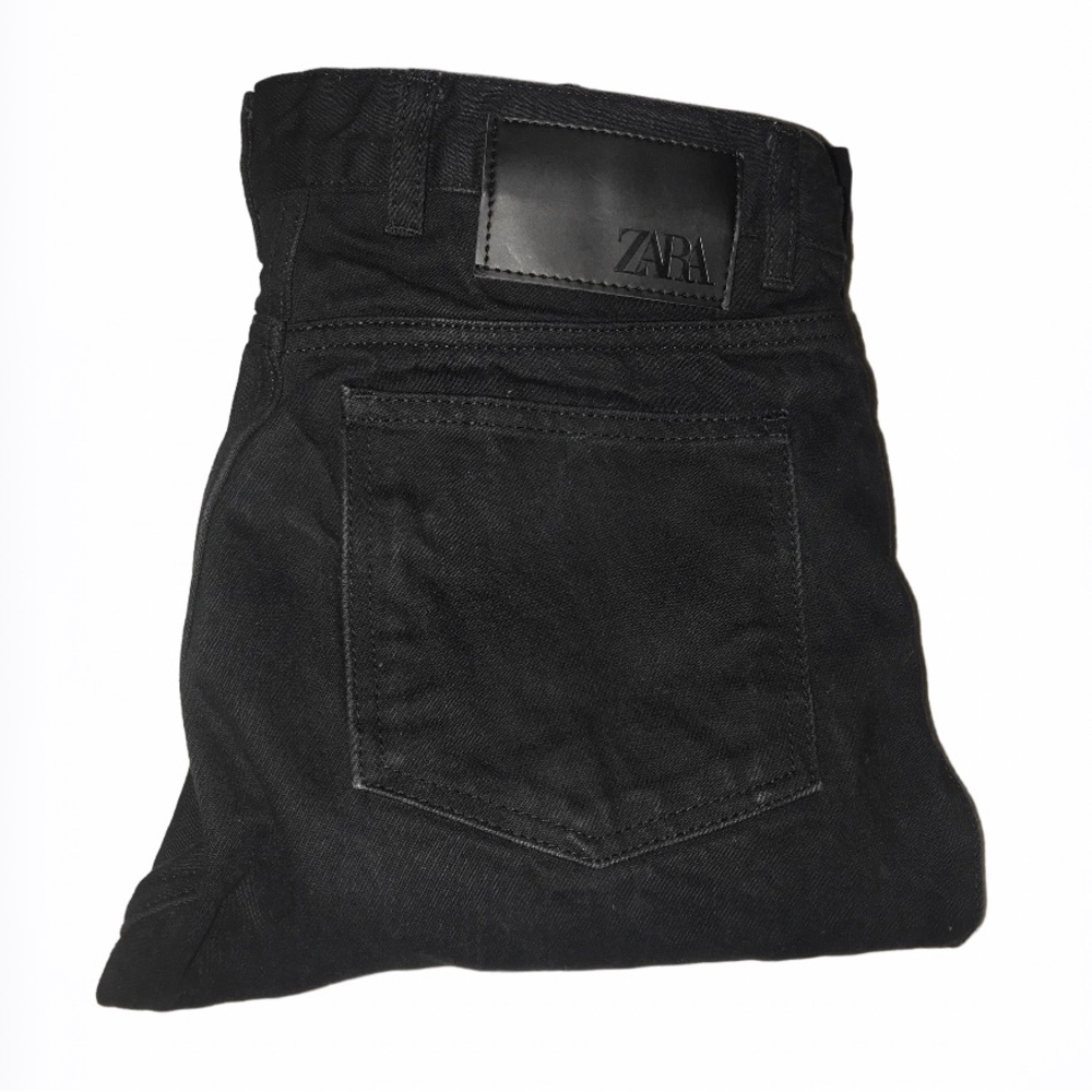 ZARA Men Black Straight Fit Button Fly Denim Jeans